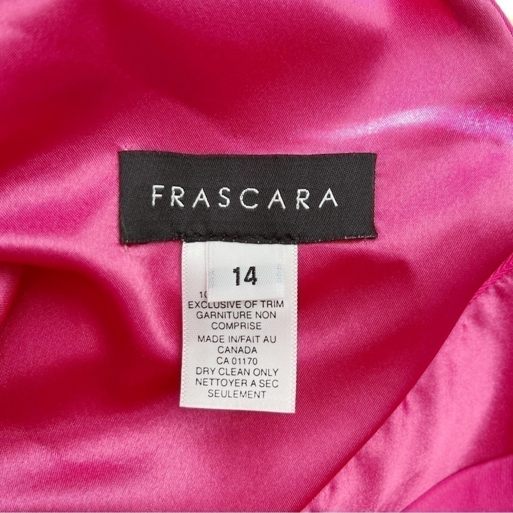 Frascara 100% Silk Fit & Flare Hi-Lo Formal Midi Dress in Magenta Pink, Size‎ 14 - Picture 3 of 12
